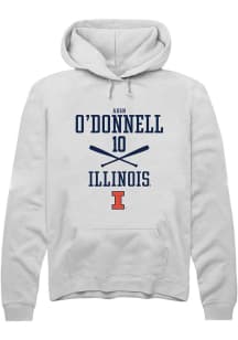 Aden O'Donnell Rally Mens White Illinois Fighting Illini NIL Sport Icon Hooded Sweatshirt