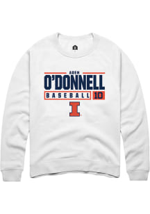 Aden O'Donnell  Rally Illinois Fighting Illini Mens White NIL Stacked Box Long Sleeve Crew Sweat..