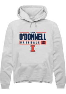 Aden O'Donnell Rally Mens White Illinois Fighting Illini NIL Stacked Box Hooded Sweatshirt