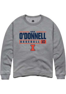 Aden O'Donnell Rally Mens Graphite Illinois Fighting Illini NIL Stacked Box Crew Sweatshirt