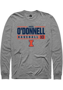 Aden O'Donnell  Illinois Fighting Illini Graphite Rally NIL Stacked Box Long Sleeve T Shirt