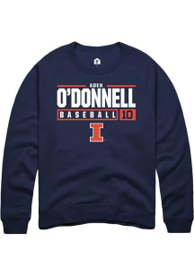 Aden O'Donnell Rally Mens Navy Blue Illinois Fighting Illini NIL Stacked Box Crew Sweatshirt