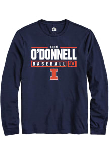 Aden O'Donnell  Illinois Fighting Illini Navy Blue Rally NIL Stacked Box Long Sleeve T Shirt