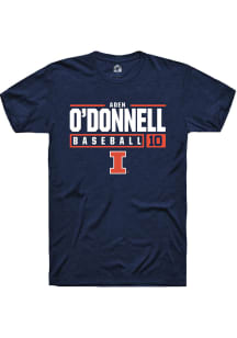 Aden O'Donnell  Illinois Fighting Illini Navy Blue Rally NIL Stacked Box Short Sleeve T Shirt