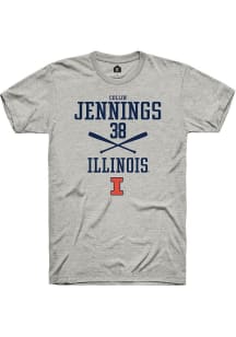 Collin Jennings Ash Illinois Fighting Illini NIL Sport Icon Short Sleeve T Shirt