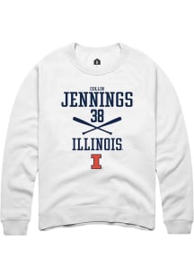 Collin Jennings Rally Mens White Illinois Fighting Illini NIL Sport Icon Crew Sweatshirt