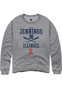 Collin Jennings Rally Mens Graphite Illinois Fighting Illini NIL Sport Icon Crew Sweatshirt