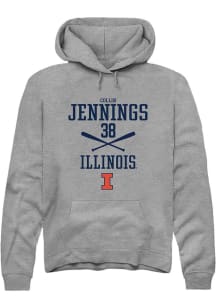 Collin Jennings Rally Mens Graphite Illinois Fighting Illini NIL Sport Icon Hooded Sweatshirt