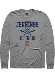 Collin Jennings Rally Mens Graphite Illinois Fighting Illini NIL Sport Icon Tee