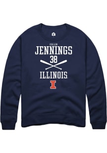 Collin Jennings Rally Mens Navy Blue Illinois Fighting Illini NIL Sport Icon Crew Sweatshirt