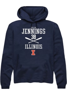 Collin Jennings Rally Mens Navy Blue Illinois Fighting Illini NIL Sport Icon Hooded Sweatshirt