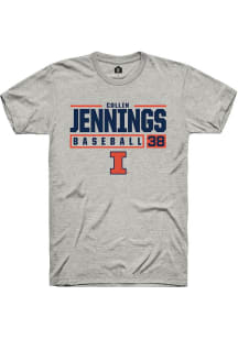 Collin Jennings Ash Illinois Fighting Illini NIL Stacked Box Short Sleeve T Shirt