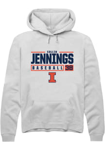 Collin Jennings Rally Mens White Illinois Fighting Illini NIL Stacked Box Hooded Sweatshirt