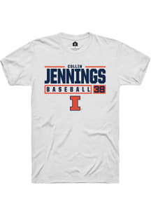 Collin Jennings White Illinois Fighting Illini NIL Stacked Box Short Sleeve T Shirt