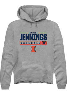 Collin Jennings Rally Mens Graphite Illinois Fighting Illini NIL Stacked Box Hooded Sweatshirt