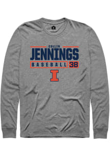 Collin Jennings Rally Mens Graphite Illinois Fighting Illini NIL Stacked Box Tee