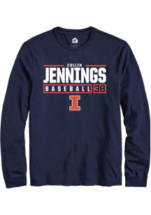 Collin Jennings Rally Mens Navy Blue Illinois Fighting Illini NIL Stacked Box Tee