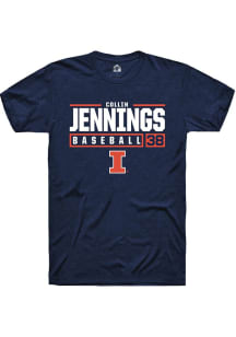 Collin Jennings Navy Blue Illinois Fighting Illini NIL Stacked Box Short Sleeve T Shirt