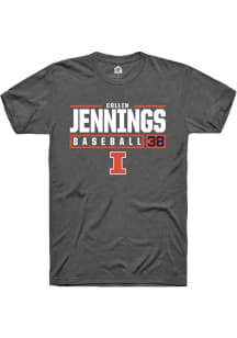 Collin Jennings Dark Grey Illinois Fighting Illini NIL Stacked Box Short Sleeve T Shirt