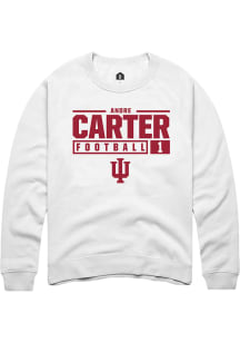 Andre Carter  Rally Indiana Hoosiers Mens White NIL Stacked Box Long Sleeve Crew Sweatshirt