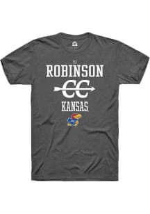 TJ Robinson  Kansas Jayhawks Dark Grey Rally NIL Sport Icon Short Sleeve T Shirt