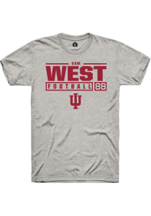 Sam West  Indiana Hoosiers Ash Rally NIL Stacked Box Short Sleeve T Shirt