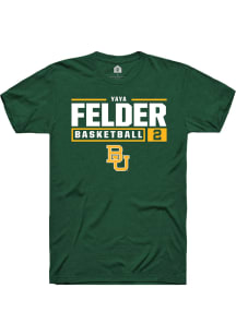 Yaya Felder  Baylor Bears Green Rally NIL Stacked Box Short Sleeve T Shirt