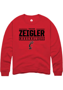 Trevor Zeigler  Rally Cincinnati Bearcats Mens Red NIL Stacked Box Long Sleeve Crew Sweatshirt