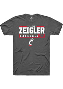 Trevor Zeigler  Cincinnati Bearcats Dark Grey Rally NIL Stacked Box Short Sleeve T Shirt