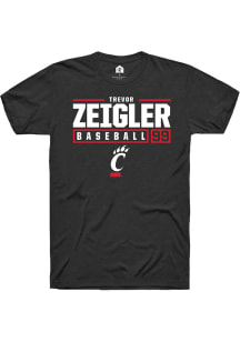 Trevor Zeigler  Cincinnati Bearcats Black Rally NIL Stacked Box Short Sleeve T Shirt