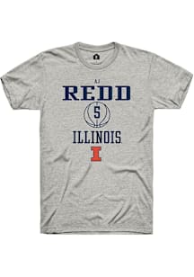AJ Redd  Illinois Fighting Illini Ash Rally NIL Sport Icon Short Sleeve T Shirt