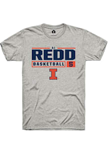 AJ Redd  Illinois Fighting Illini Ash Rally NIL Stacked Box Short Sleeve T Shirt
