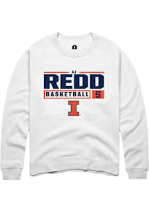 AJ Redd  Rally Illinois Fighting Illini Mens White NIL Stacked Box Long Sleeve Crew Sweatshirt