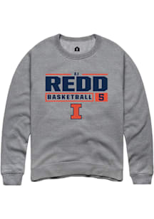 AJ Redd  Rally Illinois Fighting Illini Mens Graphite NIL Stacked Box Long Sleeve Crew Sweatshirt