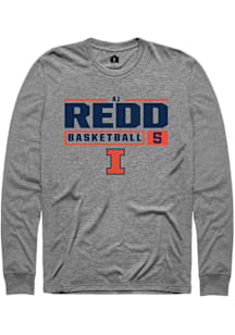 AJ Redd  Illinois Fighting Illini Graphite Rally NIL Stacked Box Long Sleeve T Shirt