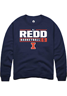 AJ Redd  Rally Illinois Fighting Illini Mens Navy Blue NIL Stacked Box Long Sleeve Crew Sweatshirt