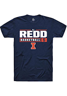 AJ Redd  Illinois Fighting Illini Navy Blue Rally NIL Stacked Box Short Sleeve T Shirt