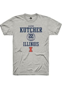 Keaton Kutcher  Illinois Fighting Illini Ash Rally NIL Sport Icon Short Sleeve T Shirt