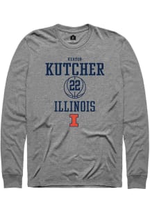 Keaton Kutcher  Illinois Fighting Illini Grey Rally NIL Sport Icon Long Sleeve T Shirt