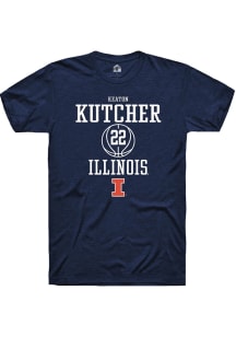 Keaton Kutcher  Illinois Fighting Illini Navy Blue Rally NIL Sport Icon Short Sleeve T Shirt