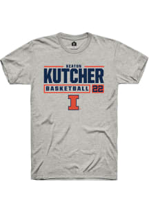 Keaton Kutcher  Illinois Fighting Illini Ash Rally NIL Stacked Box Short Sleeve T Shirt
