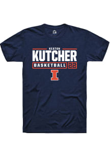Keaton Kutcher  Illinois Fighting Illini Navy Blue Rally NIL Stacked Box Short Sleeve T Shirt