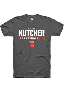 Keaton Kutcher  Illinois Fighting Illini Grey Rally NIL Stacked Box Short Sleeve T Shirt