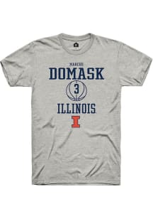 Marcus Domask  Illinois Fighting Illini Ash Rally NIL Sport Icon Short Sleeve T Shirt