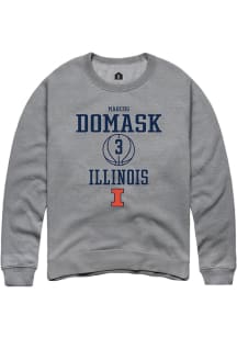 Marcus Domask  Rally Illinois Fighting Illini Mens Grey NIL Sport Icon Long Sleeve Crew Sweatshirt