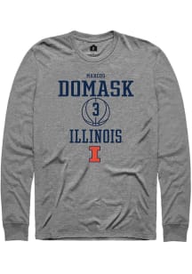 Marcus Domask  Illinois Fighting Illini Grey Rally NIL Sport Icon Long Sleeve T Shirt