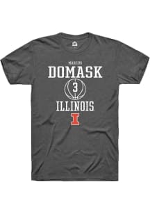 Marcus Domask  Illinois Fighting Illini Grey Rally NIL Sport Icon Short Sleeve T Shirt