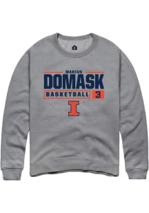 Marcus Domask  Rally Illinois Fighting Illini Mens Grey NIL Stacked Box Long Sleeve Crew Sweatshirt