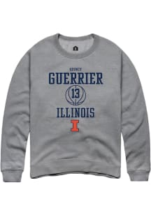 Quincy Guerrier  Rally Illinois Fighting Illini Mens Grey NIL Sport Icon Long Sleeve Crew Sweatshirt