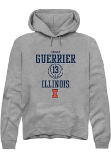 Quincy Guerrier  Rally Illinois Fighting Illini Mens Grey NIL Sport Icon Long Sleeve Hoodie